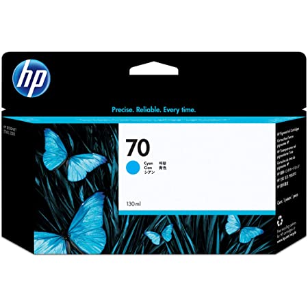 HP 70 C9452A OEM Ink Cartridge, 130 mL, Cyan
