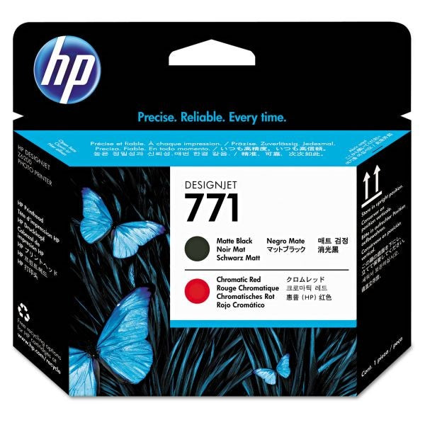 HP 771 CE017A OEM Printhead Cartridge, Matte Black/ Chromatic Red