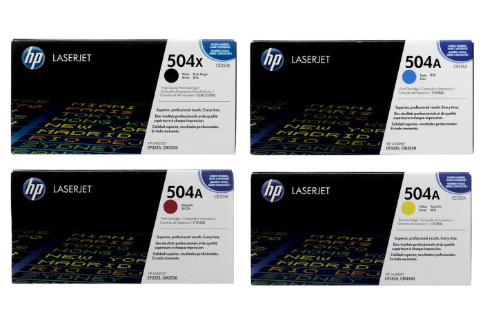HP 504X CE250X OEM HY OEM Toner Set, B/C/M/Y.