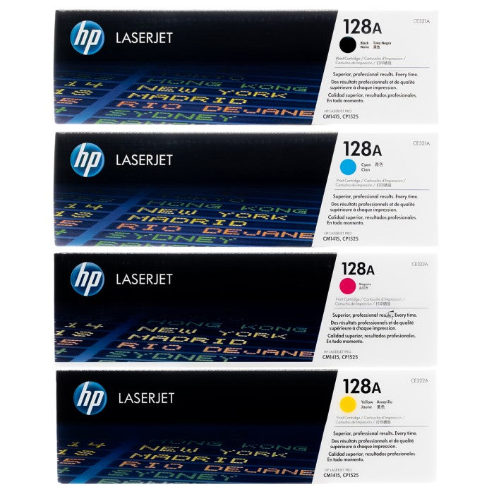 HP 128A OEM Toner Set, B/C/M/Y