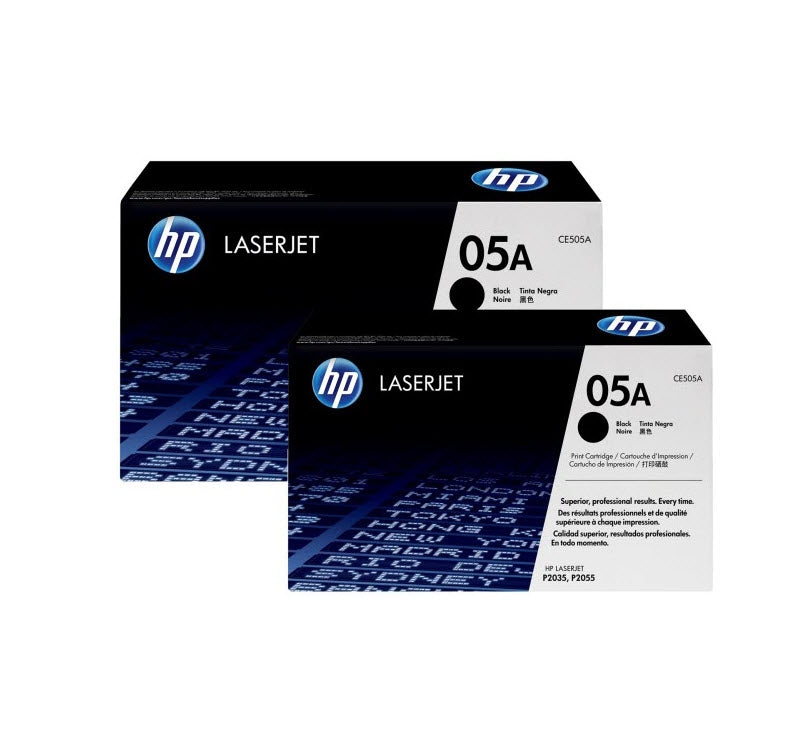 HP 05A CE505AD OEM Toner Cartridge, 4600 pages, Box of 2, Black