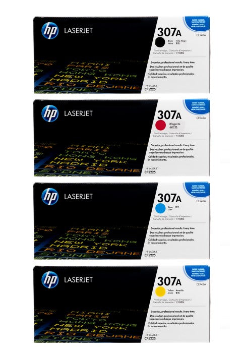 HP 307A CE740A OEM Toner Set, B/C/M/Y