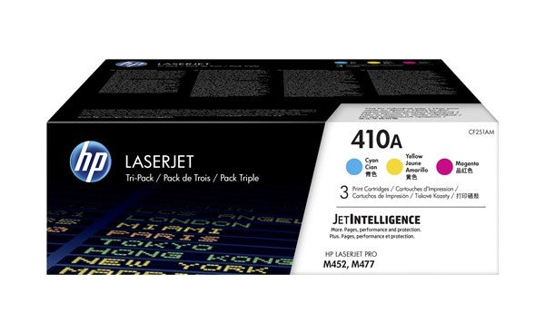 HP 410A CF251AM OEM LaserJet Toner Cartridge Color Set, 3 x 2.3K Pages, C/M/Y