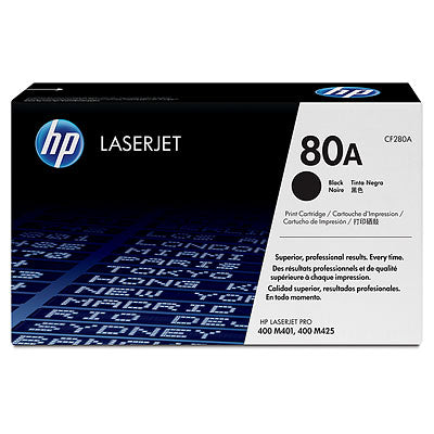 HP 80A CF280A OEM Toner Cartridge, 2700 pages, Black