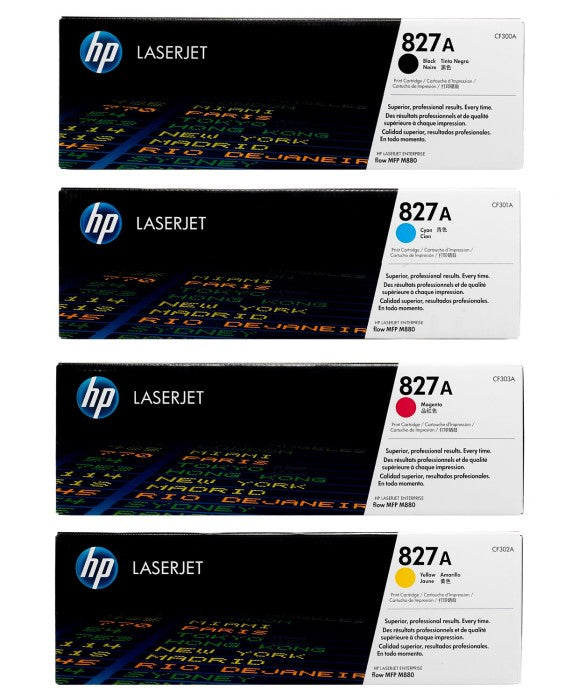 HP 827A OEM Toner Set, B/C/M/Y