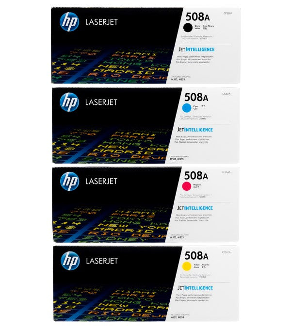 HP 508A CF360A OEM Toner Set, B/C/M/Y