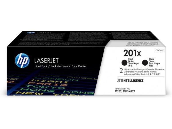 HP 201X CF400XD OEM LaserJet Toner Dual Pack, 2 x 2.8K Pages, Black