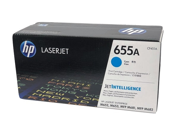 HP 655A CF451A OEM Toner Cartridge, 10.5K Pages, Cyan