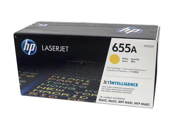 HP 655A CF452A OEM Toner Cartridge, 10.5K Pages, Yellow