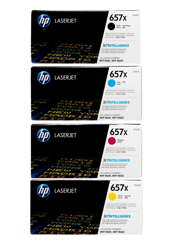 HP 657X CF470X OEM HY LaserJet Toner Set, B/C/M/Y