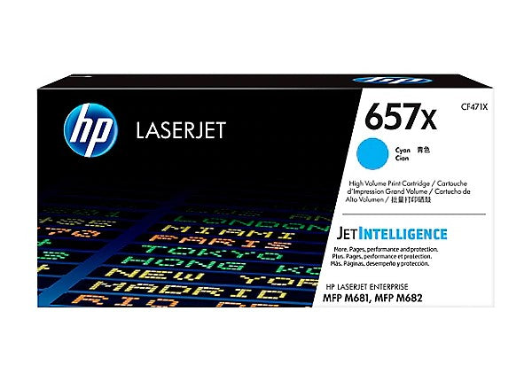 HP 657X CF471X OEM HY LaserJet Toner Cartridge, 23K Pages, Cyan