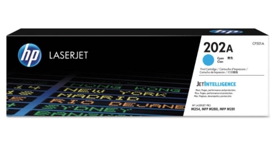 HP 202A CF501A OEM Toner Cartridge, 1.3K Pages, Cyan