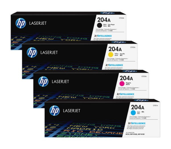 HP 204A CF510A OEM LaserJet Toner Set, B/C/M/Y