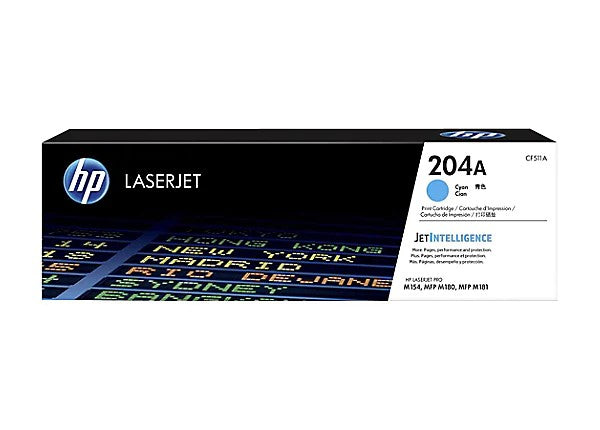 HP 204A CF511A OEM LaserJet Toner Cartridge, 900 Pages, Cyan