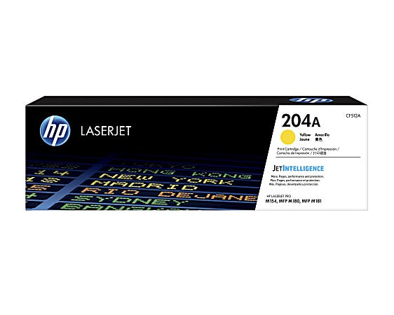 HP 204A CF512A OEM LaserJet Toner Cartridge, 900 Pages, Yellow