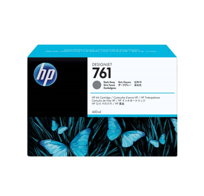 HP 761 CM996A OEM Inkjet Cartridge, 400 ml, Dark Gray