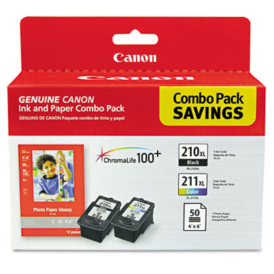 Canon 2973B004 OEM Ink Dual Pack & Paper Set