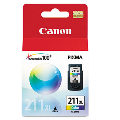 Canon 2975B001 CL211XL OEM HY Ink Cartridge, 349 pages, Tri-Color