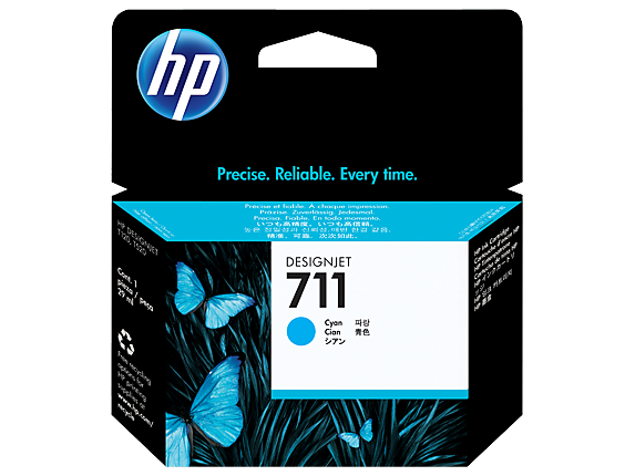 HP 711 CZ130A OEM Inkjet Cartridge, 29 ML, Cyan
