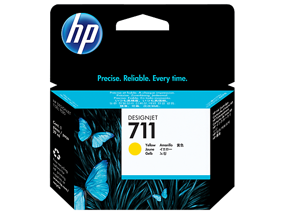 HP 711 CZ132A OEM Inkjet Cartridge, 29 ML, Yellow