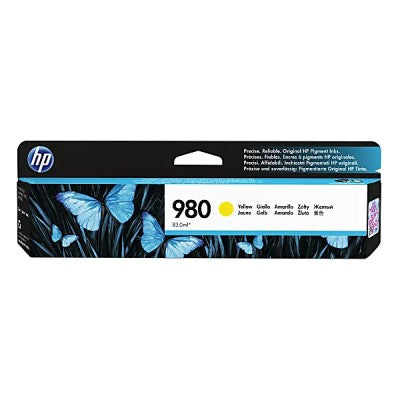 HP 980 D8J09A OEM Ink Cartridge, 6.6K Pages, Yellow