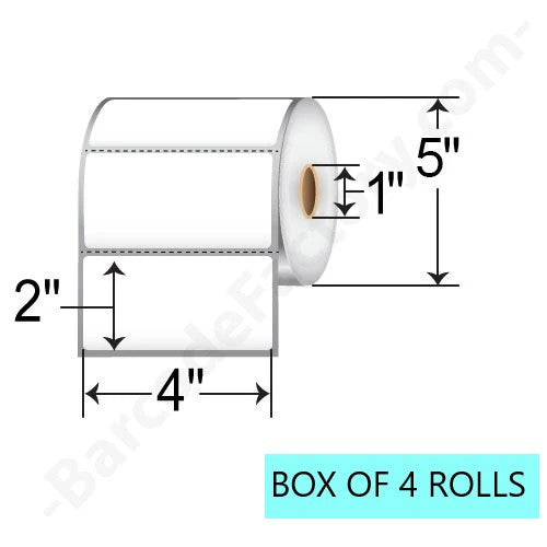 4" X 2" Direct Thermal Labels, 1,250 Per Roll 5" OD, 1" Core
