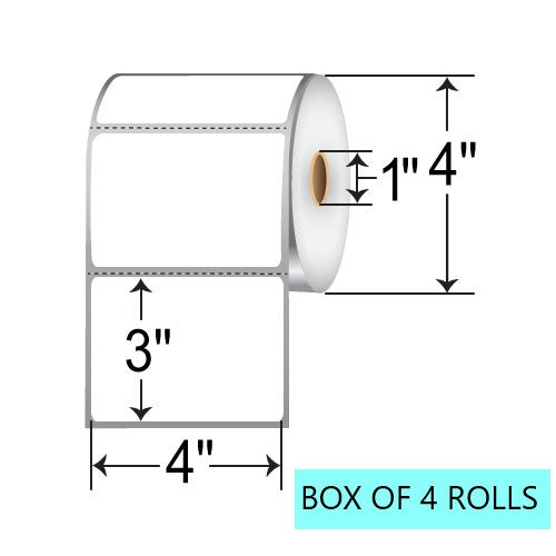 4" X 3" Direct Thermal Labels, 500 Per Roll, 4" OD, 1" Core