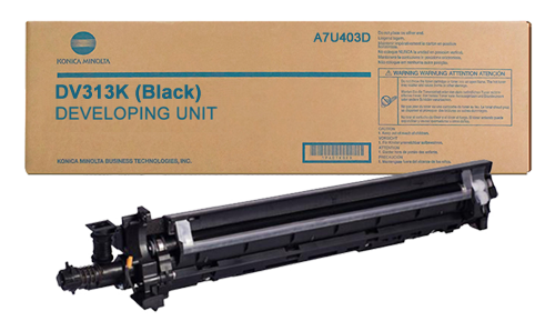 Konica Minolta A7U403D DV313K OEM Developer, 600K, Black
