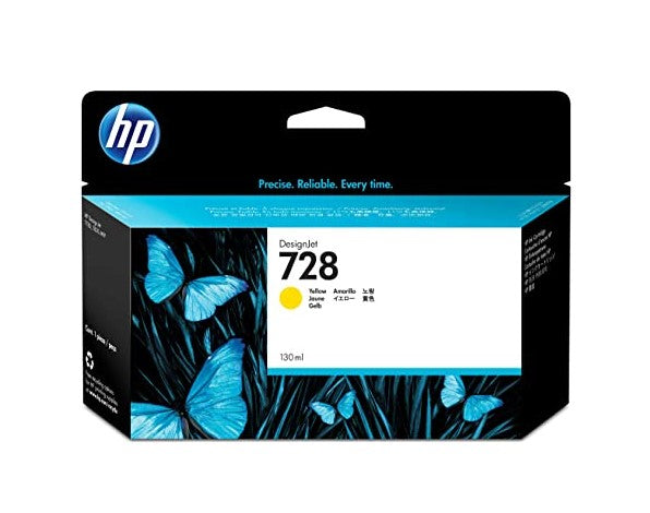 HP 728 F9J65A Inkjet Cartridge, 130ML Pages, Yellow