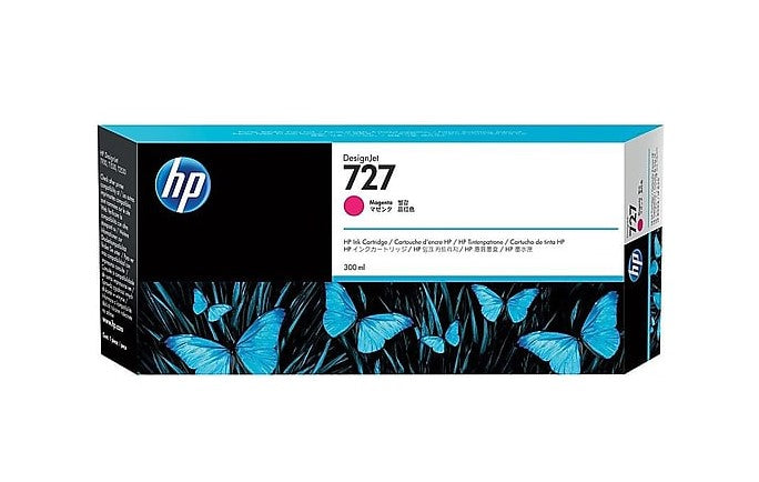 HP 727 F9J77A Inkjet Cartridge, 300ML Pages, Magenta