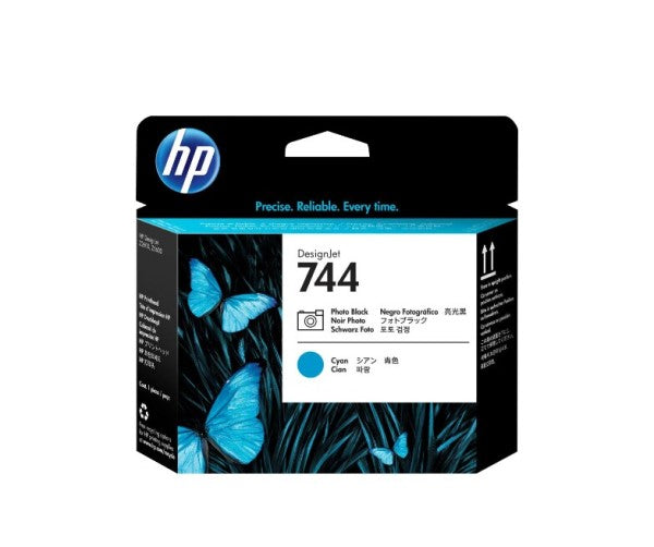 HP 744 F9J86A Printhead Cartridge, Black/Cyan