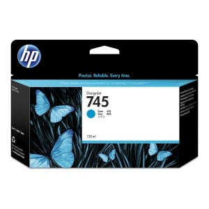 HP 745 F9J97A Inkjet Cartridge, 130ML Pages, Cyan