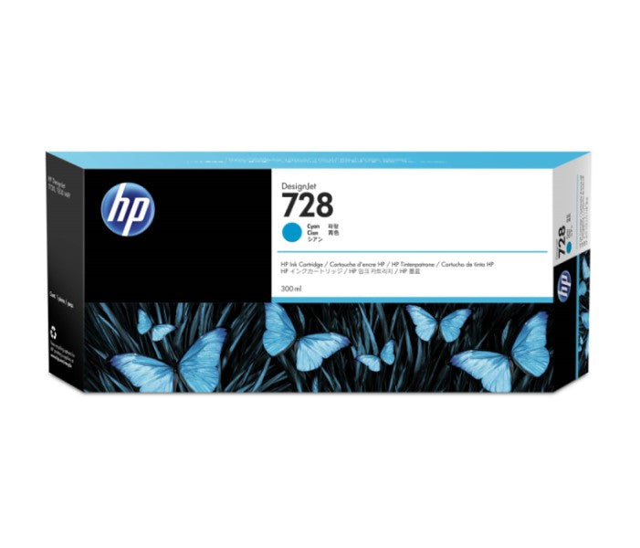 HP 728 F9K17A Inkjet Cartridge, 300ML Pages, Cyan