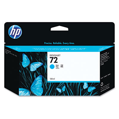 HP 72 C9371A OEM Ink Cartridge, 130 mL, Cyan