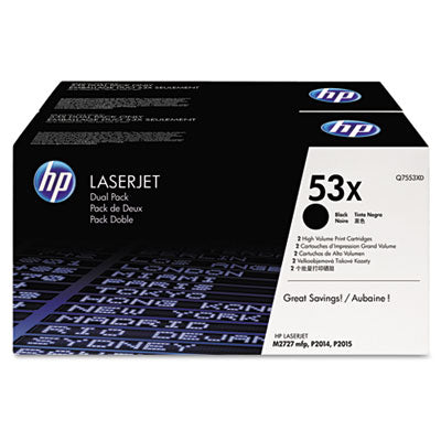 HP 53X Q7553XD OEM Toner Cartridge, 7K pages, Box of 2, Black