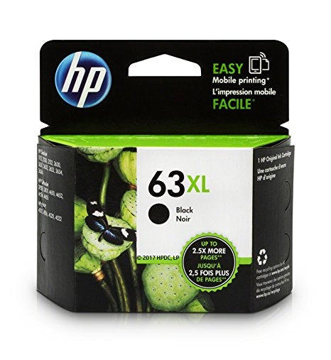HP 63XL F6U64AN OEM Ink Cartridge, 430 pages, Black