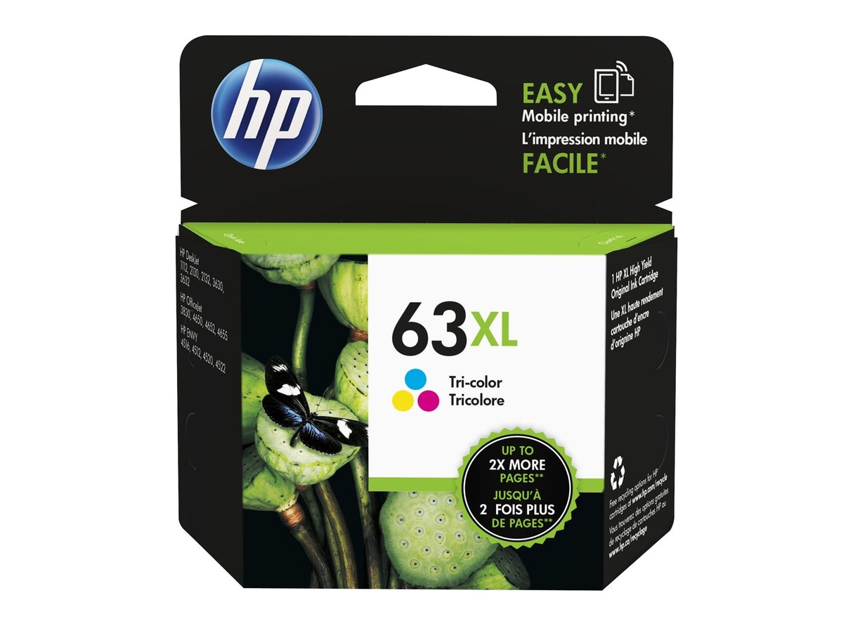 HP 63XL F6U63AN OEM Ink Cartridge, 300 pages, Tri-Color