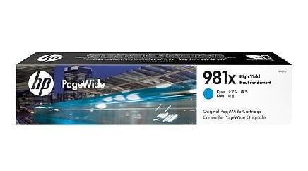 HP 981X L0R09A OEM HY PageWide Ink Cartridge, 10K pages, Cyan