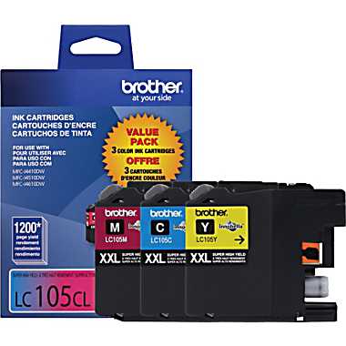 Brother LC105 3PK OEM Extra HY Ink Set, C/M/Y