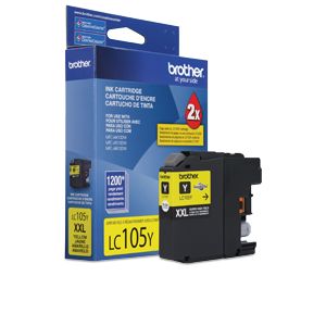 Brother LC105Y XXL Series OEM Ink Cartridge, 1200 pages, Yellow