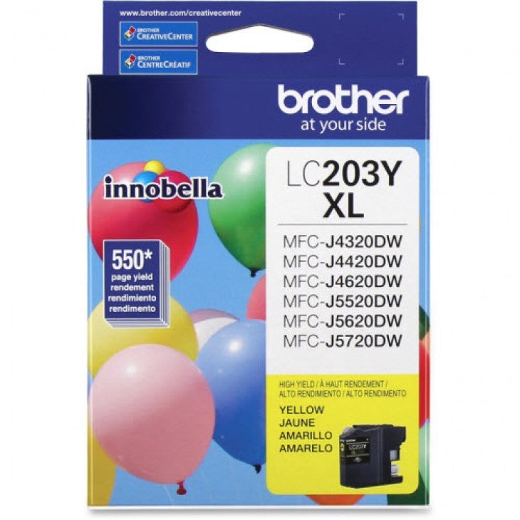 Brother LC203Y OEM XL HY Ink Cartridge, 550 pages, Yellow