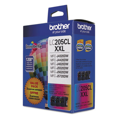 Brother LC2053PKS OEM XXL Super HY Ink Cartridge, Box of 3, 1200 pages, Cyan, Magenta, Yellow
