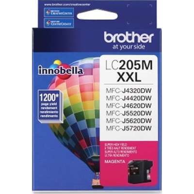 Brother LC205M OEM XXL Super HY Ink Cartridge, 1200 pages, Magenta