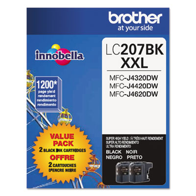 Brother LC2072PKS OEM XXL Super HY Ink Cartridge, Box of 2, 1200 pages, Black