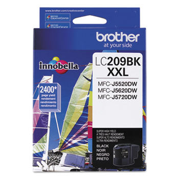 Brother LC209BK OEM XXL Super HY Ink Cartridge, 2400 pages, Black