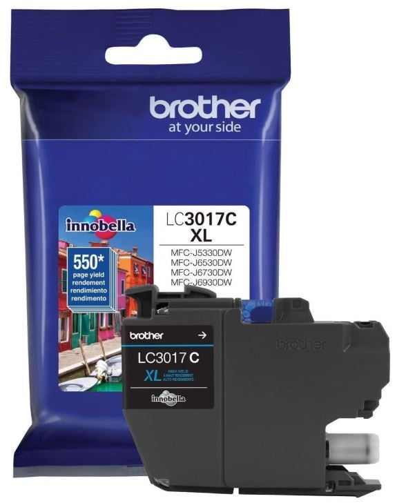 Brother LC3017C HY Ink Cartridge, 550 Pages, Cyan