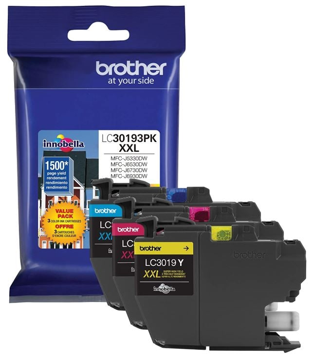 Brother LC3019 3PK OEM Super HY Ink Set, C/M/Y