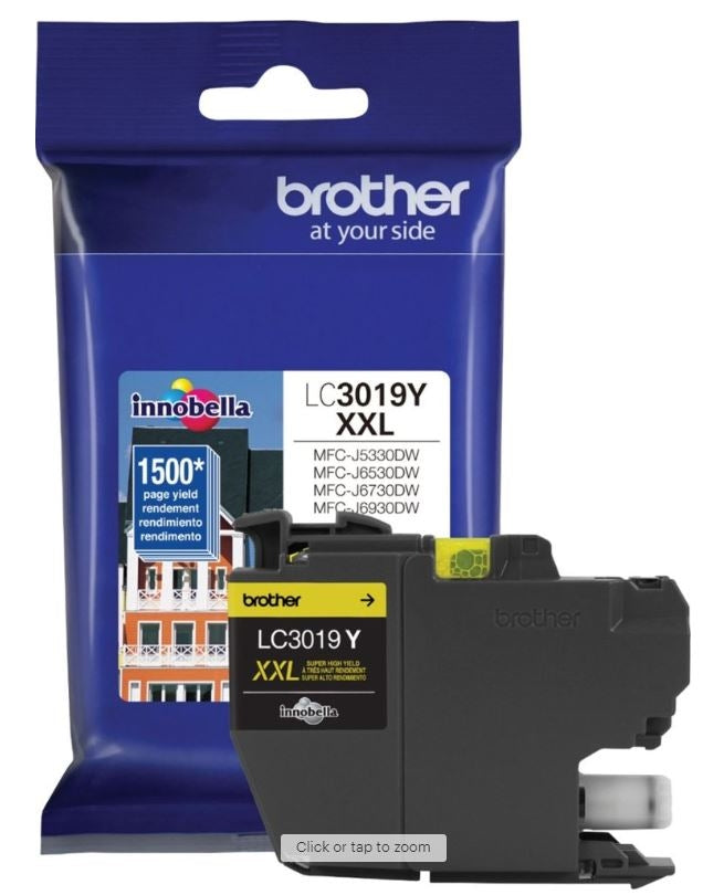 Brother LC3019Y Super High-Yield Ink Cartridge, 1.5 Pages, Yellow