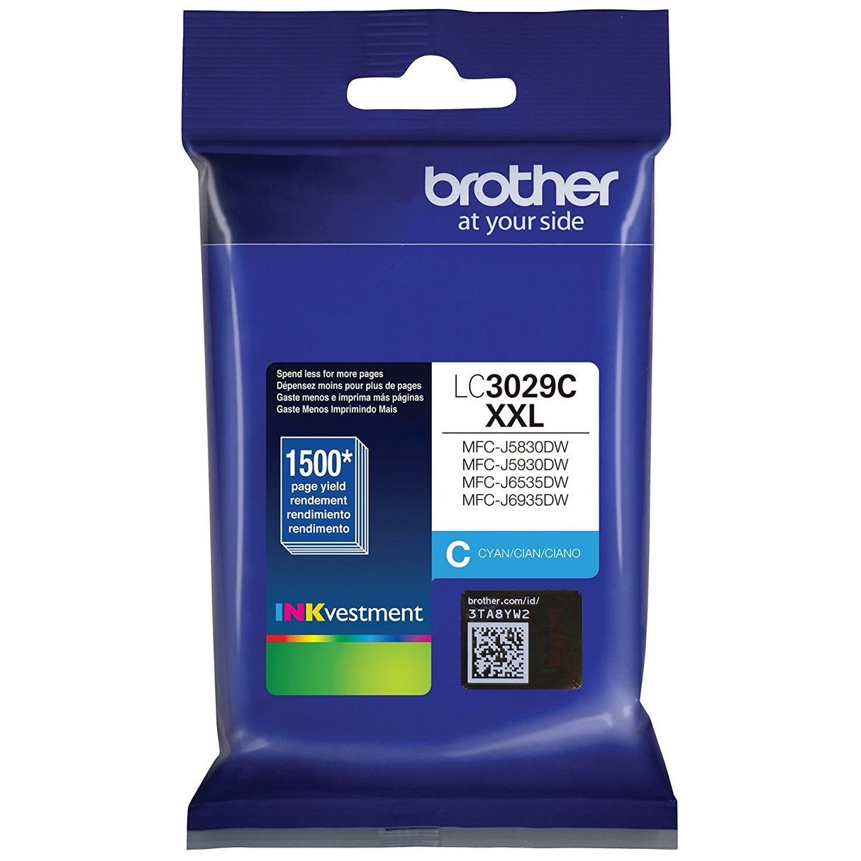Brother LC3029C OEM Ultra HY Ink Cartridge, 1500 pages, Cyan