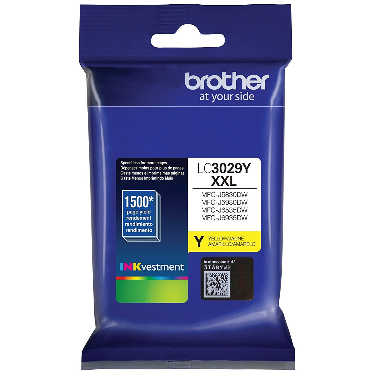 Brother LC3029Y OEM Ultra HY Ink Cartridge, 1500 pages, Yellow